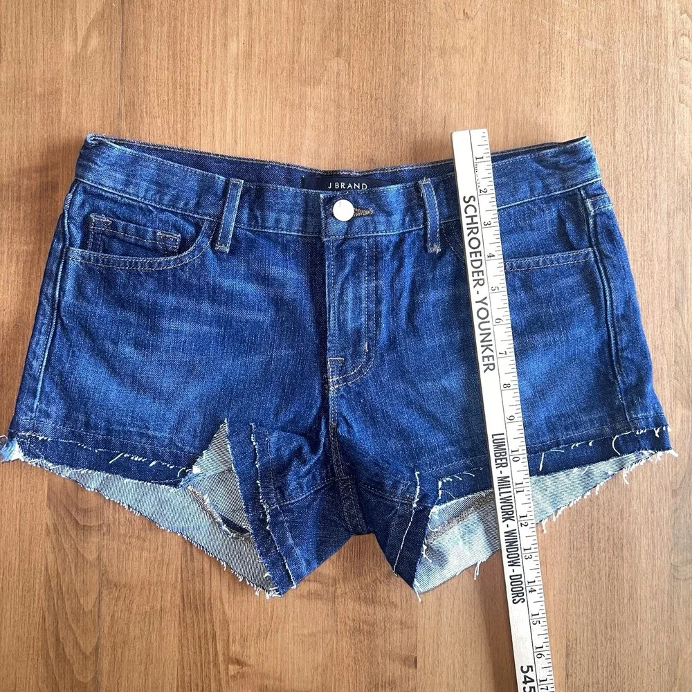 J Brand Jean Sachi Shorts Distressed Design Frayed Hem Soft Dark Denim 26